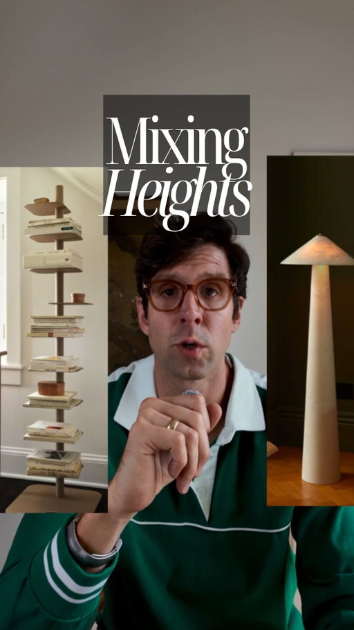 Hot interior design tip: Rooms feel flat when everything’s the same height. Here’s how to mix tall and short pieces — lamps, plants, art — to make your room feel alive