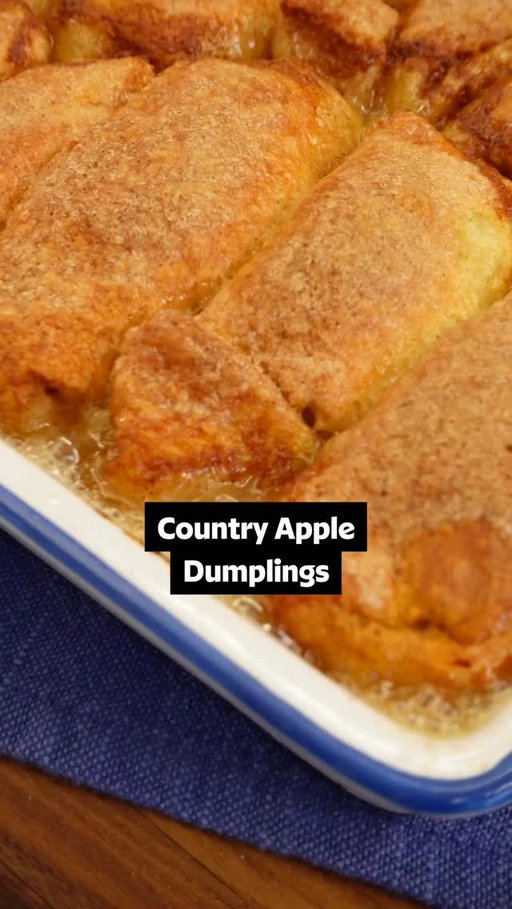 These Country Apple Dumplings are made with the usual suspects: apples, dough, butter, and....wait, MOUNTAIN DEW?!🥤

As it turns out, Mountain Dew is the key to the perfect ooey-gooey dumpling! Continue reading or click the link in the @allrecipes bio for the full recipe! 🔗

Ingredients:
2 large Granny Smith apples, peeled and cored
2 (10 ounce) cans refrigerated crescent roll dough
1 cup butter
1 ½ cups white sugar
1 teaspoon ground cinnamon
1 (12 fluid ounce) can or bottle Mountain Dew

Directions:
Preheat the oven to 350 degrees F (175 degrees C). Grease a 9x13-inch baking dish.

Cut each apple into 8 equal wedges; set aside.

Separate crescent roll dough into triangles. Roll each apple wedge in crescent roll dough starting at the smallest end. Pinch to seal and place in the prepared baking dish.

Melt butter in a small saucepan over low heat. Stir sugar and cinnamon into melted butter until combined. Pour over apple dumplings, followed by soda.

Bake in the preheated oven until golden brown, 35 to 45 minutes.

🧑‍🍳: @nicolemcmom

#countryapple #appledumplings #dessert #easydesserts