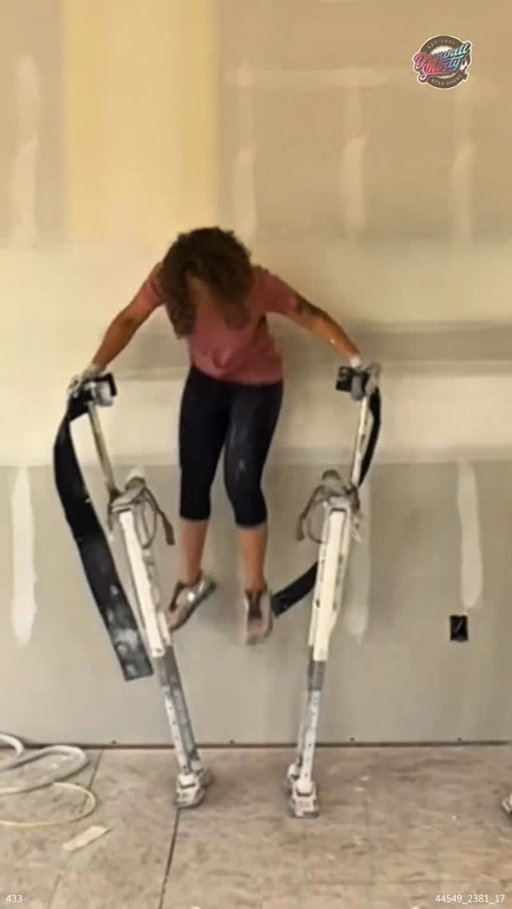 Are stilts easy… ummm yes and no 🤣 I’ve been wearing them pretty much daily for 22 years but they do take some time to get used to and comfortable on! #stilts #drywall #explore