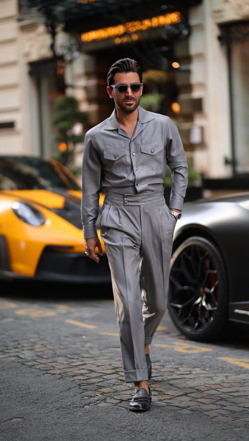 Every detail whispers the language of elegance. 

The wool & silk safari set was designed by @kambespoke