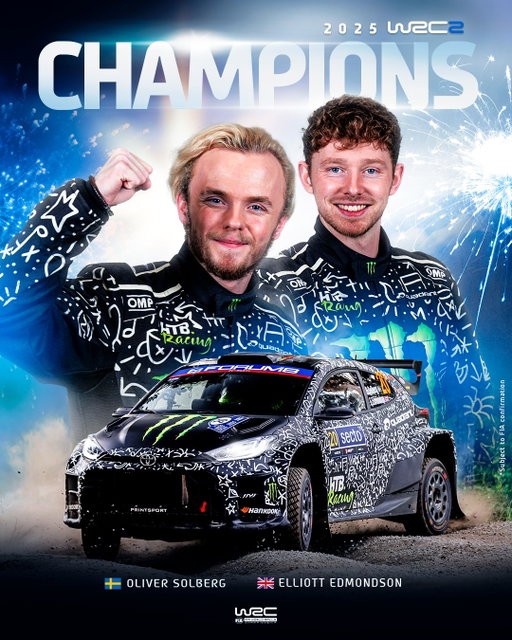 🏆 YOUR 2025 WRC2 CHAMPIONS! 🏆
@oliversolberg01 🇸🇪 and @elliott_edmondson 🇬🇧 have done it! What an incredible season from this talented duo. The next generation has arrived 🙌

#WRC2 | #WRC