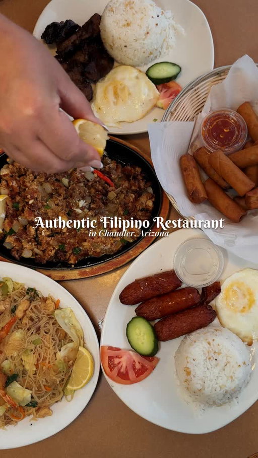 🇵🇭🍳 If you’re like me, and you’re a sucker for Filipino breakfast, and you have to check out At My Place Cafe located in Chandler. They have breakfast all day, meaning you can get their delicious plate of garlic fried rice, egg and your choice of protein (I love the sausage - longsilog). 

They also have other great dishes like the pancit, sizzling plate sisig, and of course, lumpia. 

@atmyplacecafeaz 
📍3450 W Chandler Blvd #9, Chandler, AZ 85226