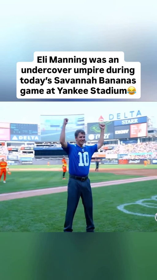 Eli Manning made an appearance as a guest umpire during today’s Savannah Bananas game at Yankee Stadium

#Giants #NYGiants #NewYorkGiants #EliManning #SavannahBananas #Yankees #YankeeStadium