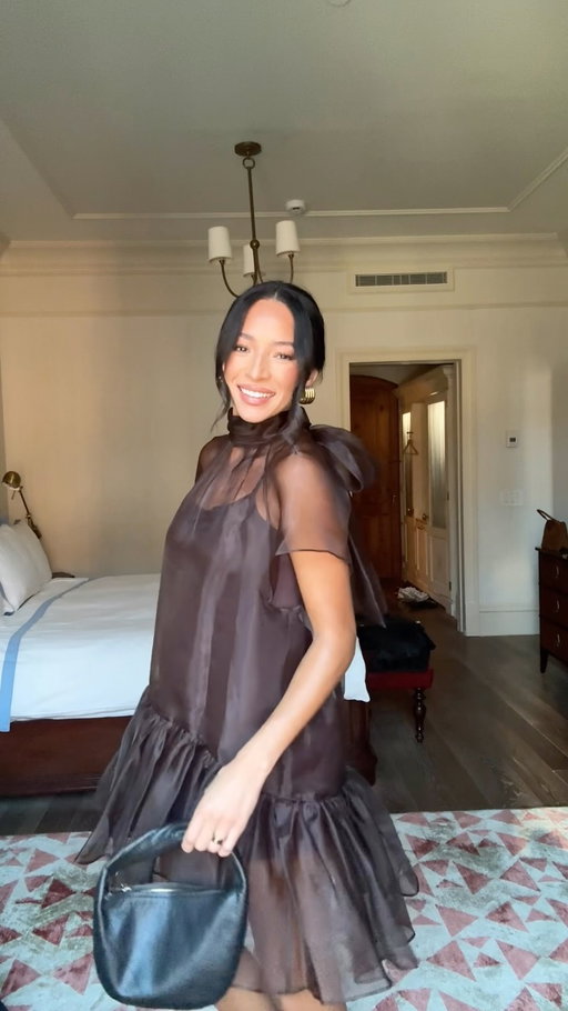 Dress code: cocktail attire! type FALL DRESS and I’ll send you all the details with sizing 🤎 also added everything to my ltk! Love this chocolate brown mini dress with sheer details for a fancy night out or a wedding guest dress depending on the attire and venue! 

#weddingguest #cocktaildress #fallwedding #chocolatebrown #falldress
