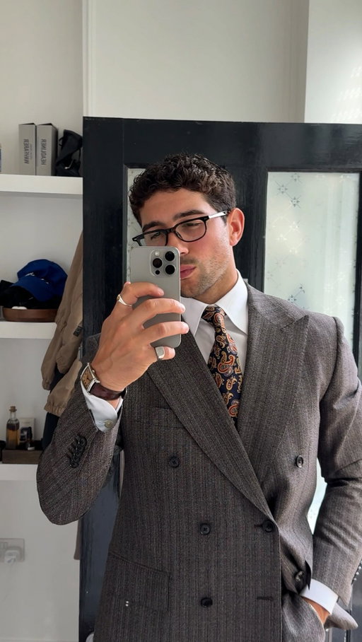 Vintage everything… 🤝🏽 Outfit details below:

Breakdown -
Suit & shirt: Suitsupply 
Shoes: Russel & Bromley 
Belt: Suitsupply 
Tie: vintage
Glasses: chimi 
Watch: Armani exchange 
Fragrance: Tom ford -Bois Marocain