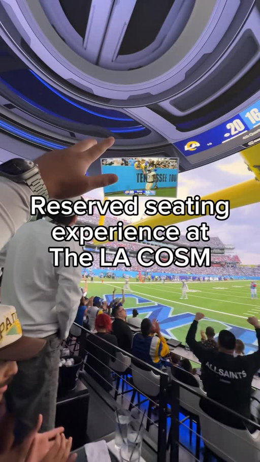 Reserved seating experience at the Los Angeles COSM

@cosmlosangelesca 
#fyp #lacosm #cosm #thingstodoinla #football #nfl #footballsunday #larams #rams #pov #watchparty #footballwatchparty #tailgate #losangelescosm #inglewood #footballszn #experience