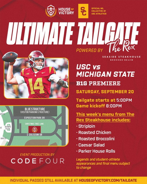 It’s Michigan State week! 🏟️

We’re bringing the vibes 🎶 we’re bringing the food 🤤 now it’s just time for you to bring your Trojan Family ✌️

It’s not too late to grab tailgate passes at link in bio. Oh, and Beat the Spartans!!! ⚔️