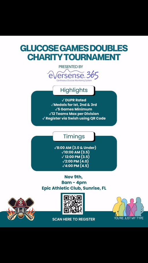 We are so proud to be partnering with @yourejustmytype to host the first Annual Glucose Games charity Pickleball Tournament at @epicathleticclub on November 9, 2025! 

Tournament proceeds are going to support the Type 1 diabetic community! Registration is limited. Sign up today! 

#pickleball 
#pickleballtournament 
#diabetes 
#t1d