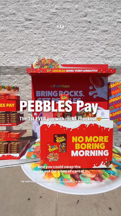 🥣 Pebbles Pay at Walmart! 🥣 #Ad
 
For the first time EVER, @pebblescereal launched Pebbles Pay, a fun popup at select @Walmart stores where you could literally swap rocks for a FREE box of Fruity PEBBLES™ or Cocoa PEBBLES™ cereal. 
 
I stopped by the Rock Hill Walmart location and tried it myself. Yes, it sounds crazy, but it was 100% real! Growing up on Fruity PEBBLES™ cereal, this was nostalgic, fun, and such a cool way to relive childhood memories.
 
➡️Keep an eye out for future Pebbles™ cereal events because Pebbles Pay was one for the books!
 
Yabba-Dabba-Doo! 🥣✨
 
#FruityPebbles #CocoaPebbles #Cereal #CerealLover #Charlotte #CharlotteNC #FruityPebblesPartner