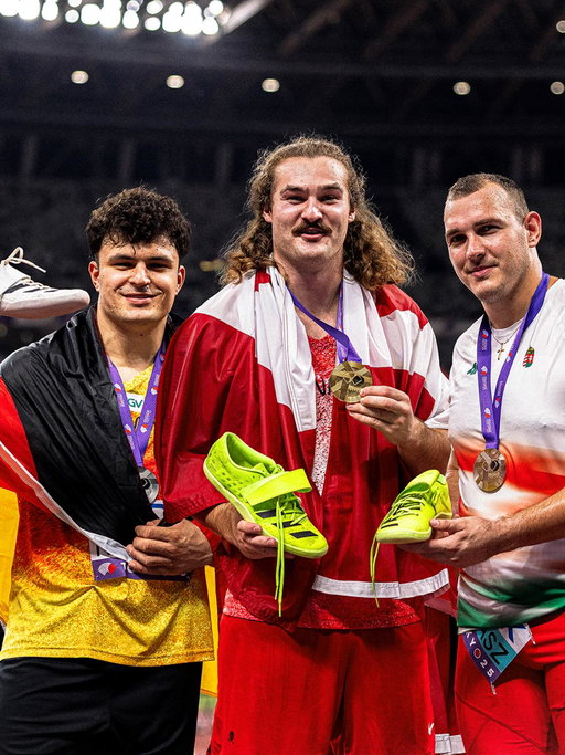 Three giants. Three medals. /// stripes. 

@ethankatzberg 🥇 @hummelmerlin🥈and @bencehammer 🥉 take over #Tokyo2025.

#YouGotThis