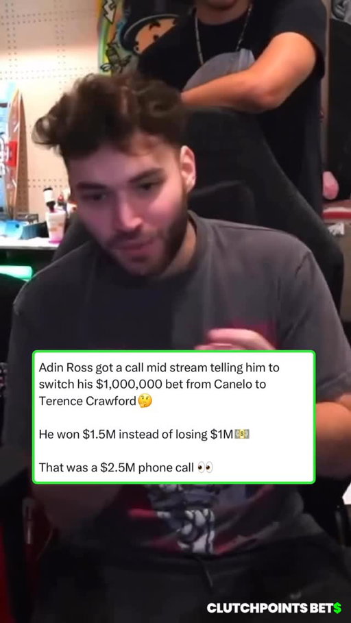 Who do you think called Adin and how did they know to switch the bet 🤔😂

Via @adinross 

#adinross#streaming#kick#betting#boxing#canelo#crawford#canelovscrawford#gambling#twitch