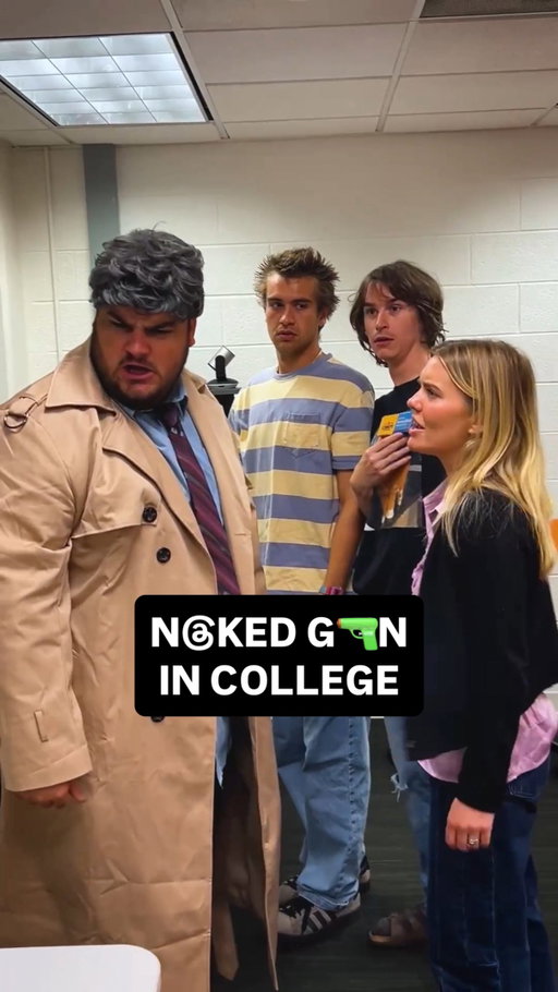 Frank Drebin the 3rd is at it again, might teach “being awesome 101” while on campus #collegelife #noir #nakedgun #liamneeson #thriller