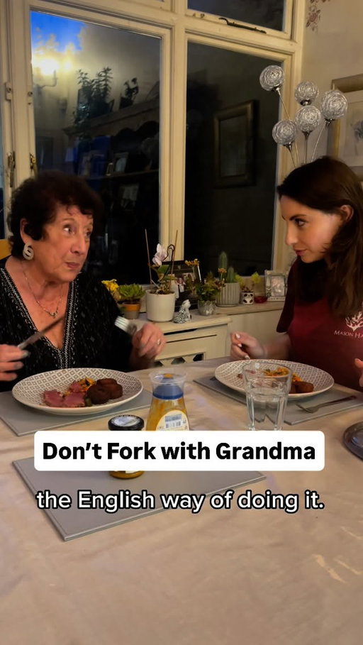My grandmother-in-law taught me how to eat like a civilized human being and it was tragic. 🤣 I never knew this whole time I ate like a wild boar. We love Grandma!!! More British Etiquette lessons coming soon, because, well… I need them. 😎 #etiquette #grandma #greatbritishbakeoff
