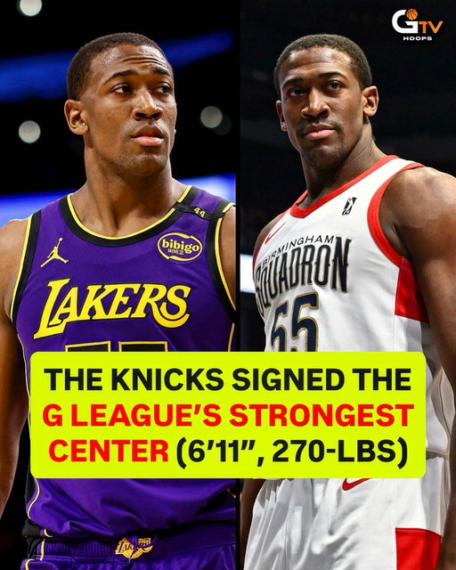 Trey Jemison III just signed a Two-Way deal with the @nyknicks! The 6’11”, 270-pound center is arguably the STRONGEST player in the G League. He averaged 12.6 PPG and 11.0 RPG during his two years in the G. Trey had NBA stints with the Wizards, Grizzlies, Pelicans, and most recently with the Lakers. 🔥 @tallt_23