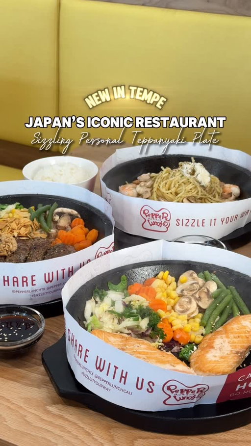 ✨OPENING SOON: Famous Japanese Restaurant✨

Arizona just leveled up 👀 @pepperlunchrestaurants is opening their first location in Tempe 🔥

This viral Japanese hot plate restaurant serves their famous Beef Pepper Rice, salmon teriyaki, Japanese curry, and more—all on a 500-degree iron plate that cooks right at your table. 

Pro tip: let the rice crisp up before you dig in 😏

What we ordered:
✨Beef Pepper Rice
✨Salmon Teriyaki
✨Angus Steak
✨Creamy Shrimp Pasta

Grand Opening This Weekend 9/20-9/22 (Sat, Sun & Mon):
	•	First 100 guests in line each day = FREE Beef Pepper Rice 🆓
	•	After the first 100, everyone gets BOGO Beef Pepper Rice those three days 🍚
	•	Plus, all dine-in guests that weekend get a BOGO voucher for their next visit! 🎟️

📍 @pepperluncharizona Pepper - Tempe, AZ
🗺️ 947 S Mill Ave # 107. Tempe
🚗 Parking Garage on 10th st & Mill ave 

Tag who you’d bring to try this sizzling hot plate!

Thank you for having us @pepperluncharizona @pepperlunchrestaurants 

#PepperLunchpartner #PepperLunchTempe #TempeFoodie #ArizonaEats #JapaneseFood #HotPlate #Teppanyaki #FoodieAZ #BeefPepperRice #SizzleTok #ViralEats #PantherEats