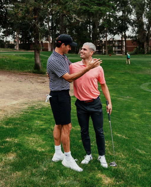 Welcome to Laver Cup 2025, @carlitosalcarazz — nice work on the golf course. Hope you packed your tennis rackets 👊🏼