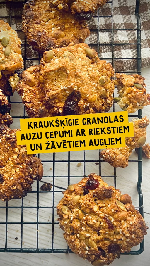 Perfekti rīta kafijas krūzei vai pēcpusdienas našķim! 🍪

Kraukšķīgie granolas auzu cepumi ar riekstiem un žāvētajiem augļiem, kas pagatavoti ar mūsu pašu miltiem un auzu pārslām. 💚