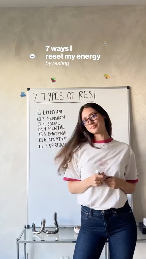 the right ways to rest backed by science 🧠🧘🏼✨esp if you’re an ambitious girl.. 

This is what I took away from learning about the “7 types of rest” and how I’m applying them irl 😇