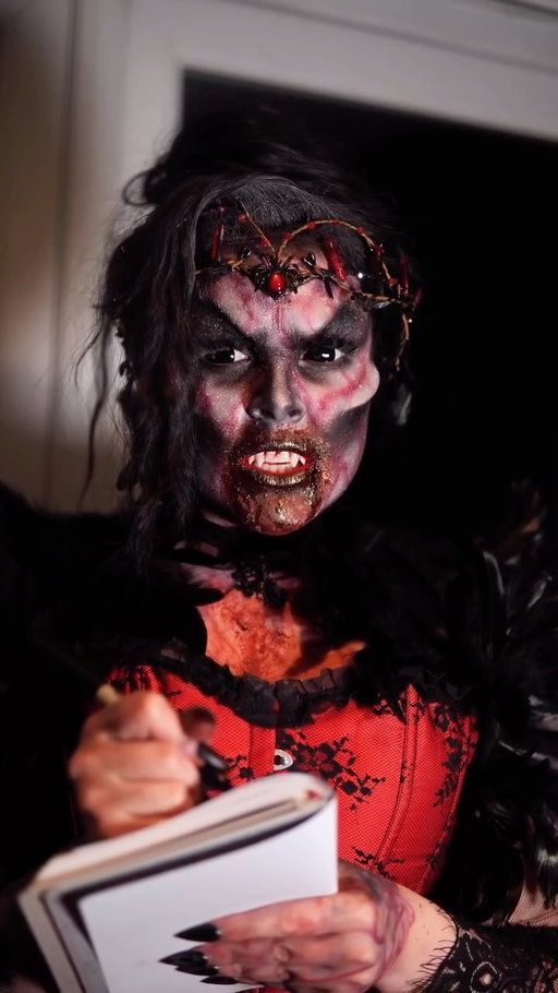 Monster Café 🧛🏻‍♀️ I love @devonpalmer ‘s skits so much I had to use one of his audios for my makeup videos 😂 If you want more lemme know cos I may have filmed a LOT 😛✌🏻
.
.
.
#sfxmakeup #makeupartist #halloween #cosplay #skit #funny #viral #trendingreels