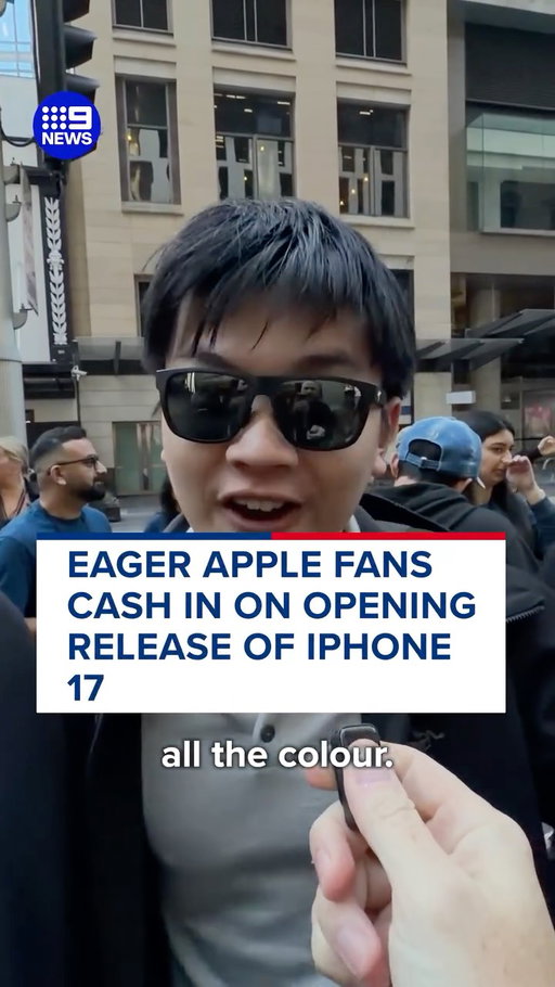9News Tech Expert Trevor Long takes us with him as eager Apple fans wait to get their hands on the latest iPhones and products. #9News