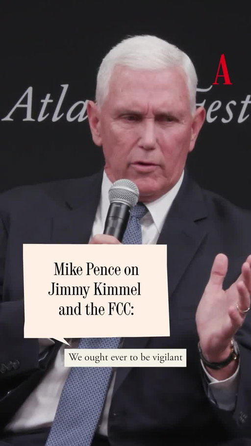 Mike Pence tells Tim Alberta at The Atlantic Festival that he respects ABC’s right to suspend Jimmy Kimmel, but “I would have preferred that the chairman of the FCC had not weighed in.”⁠
⁠
Watch more at the link in our bio. #TAF25