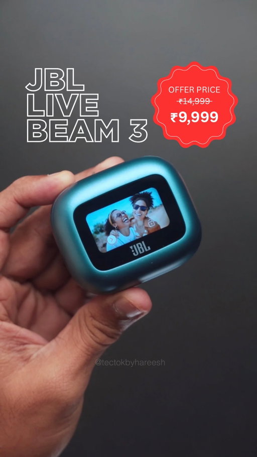 This isn’t just another TWS…
It’s the JBL Live Beam 3 – the future of earbuds is here! 

✅ Smart Touchscreen Case – reduce smartphone usage without missing calls & notifications
✅ Hi-Res Audio + LDAC + JBL Spatial Sound
✅ 48H Playback | True ANC | 6 Mics for crystal clear calls
✅ Find My Buds | Flashlight | Timer | Qi Wireless Charging

🔥 Grab it now at the Amazon Great India Festival, Flipkart Big Billion Sale or from JBL India’s official site with exclusive offers.
 @flipkart @amazondotin 

👉 Link in bio! Or comment ‘LINK’ to get the purchase link 
.
#JBLLiveBeam3 #jblaudio #jblindia