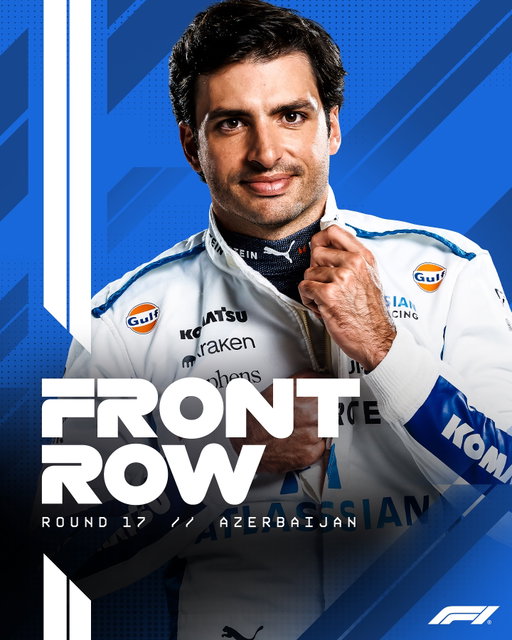 CARLOS SAINZ ON THE FRONT ROW! 🔥

The smooth operator puts his Williams P2 in a wild Q3 session 👏

#F1 #Formula1 #AzerbaijanGP @carlossainz55 @williamsracing