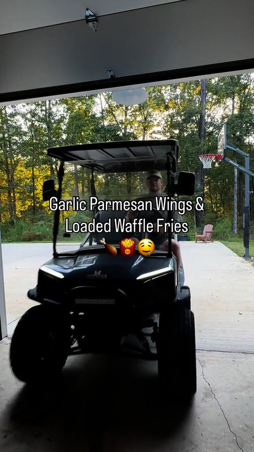 Parmesan garlic wings and loaded waffle fries on the back patio #vlog #dayinthelife #cookingvlog #outdoorcooking #explorepage #backpatio #backyardvibes