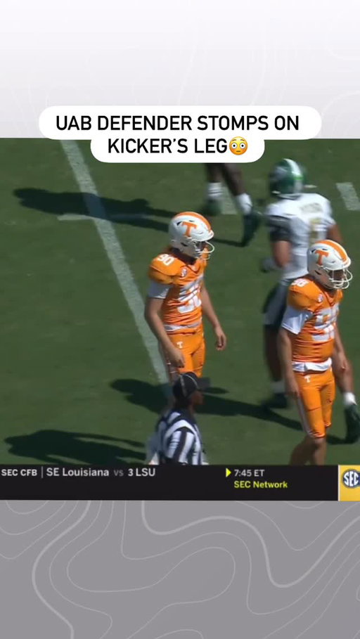UAB defender stomped on the foot of Tennessee’s kicker.

(via SECN)