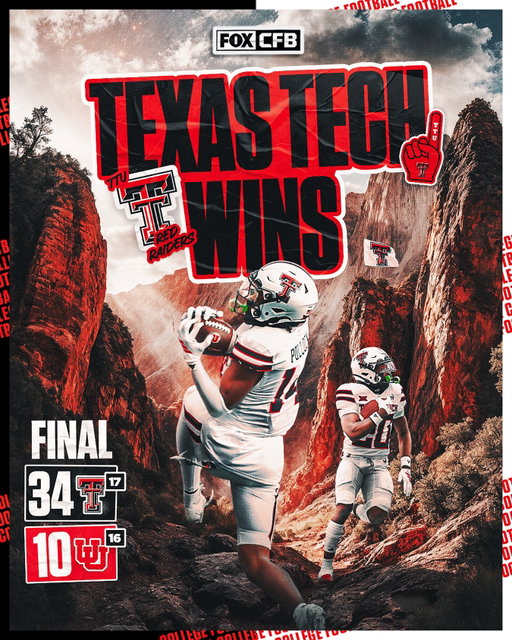 A STATEMENT WIN IN SALT LAKE CITY 😤

Texas Tech gets it first win in a ranked matchup since 2008 after defeating No. 16 Utah ⚫️🔴