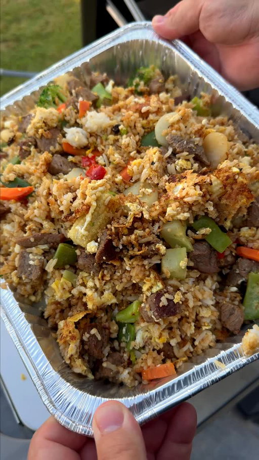 It’s been awhile, hope you are doing well
Steak Stir Fry

-2 Strip Steaks cut into bite sized pieces
-4 eggs
-4 cups day old rice
-1 bag frozen stir fry mix veggies
-Teriyaki sauce too taste
-Garlic and butter seasoning to taste
-2 tsp’s MSG
-1 tbsp sesame oil
-3 tbsps high heat cooking oil
-(optional)sesame seeds, Japanese bbq sauce, yum yum sauce to garnish

Preheat oil in wok at medium high heat
Season steak with garlic butter seasoning using teriyaki sauce as a binder
Heat frozen veggies to almost done in microwave or in steamer and set aside
Add steak to pan and cook til almost done
Remove from pan and add eggs
Scramble til cooked making sure to keep eggs moving so not to burn
Add rice mixing constantly so not to burn eggs in pan
Add sesame oil, teriyaki sauce, msg and additional garlic butter seasoning if desired (I usually add 1 tbsp of teriyaki mix for a minute and add more til desired color on rice is achieved)
Return steak to pan, turn off heat and stir til mixed
Serve hot, optional garnish with green onion, sesame seeds, yum yum sauce, hot honey, Japanese bbq sauce, or whatever you love to eat your stir fry with #steakfriedrice #dinner #mealideas #holmescooking