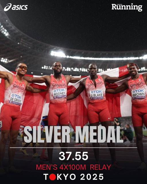 CANADA TAKES SILVER!!!🇨🇦🇨🇦🇨🇦

In the final event of @wchtokyo25 , Canada’s men’s 4x100m squad of @de6rasse , @_jeromeblake , @kingsleysc and @buckkyjr stormed to 🥈in a season’s best of 37.55. 

What a way to close out the championships!

📸 @nickiwanyshyn
