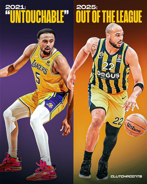 Remember when Talen Horton-Tucker was deemed untouchable by the Lakers?

That reputation is long gone.

Just a few years after toiling away in Utah and Chicago, THT is out of the league entirely.

His versatility, along with his stocky, strong frame was the selling point.

But the lack of improvement (or development) caused him to stall.

He can still find a way back to the NBA if he balls out across the pond, but it would take a few years before we see him again.