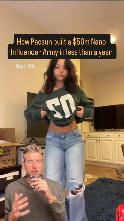 This strategy is changing everything

So @pacsun recruited 10k creators on TikTok Shop last year

The goal was 2 things

1. Drive sales on TikTok 
2. Push traffic to their retail stores

Here’s the kicker 

These weren’t expensive “influencers”…

Just everyday people their customers can see themselves in.

As a result, their viral SKU’s on TikTok?

All seeing record sales in store.

If you wanna replicate their playbook..

Comment “viral” and I’ll send you our starter guide