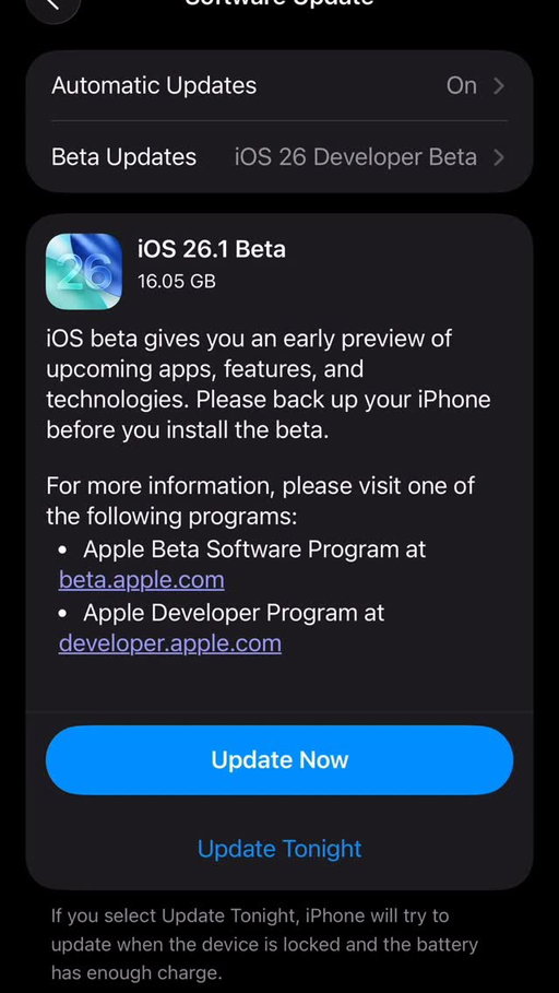 iOS 26.1 Beta 1 is out. Video later on the #zollotech YouTube channel. #ios261 #ios261beta1 Apple #iphone