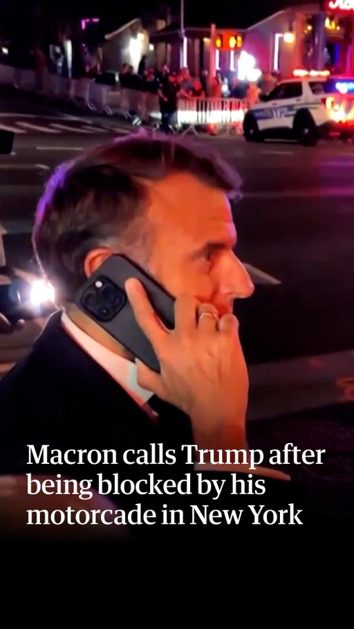 “Everything is frozen for you,” said French president Emmanuel Macron during a phone call with Donald Trump after being blocked by the US presidential motorcade.

Emmanuel Macron was stopped at a street blocked off for Donald Trump’s motorcade during their visits to New York City for the UN general assembly.

The French president was eventually able to cross but had to walk to his destination for about 30 minutes.

Follow the latest updates via the link in the bio.