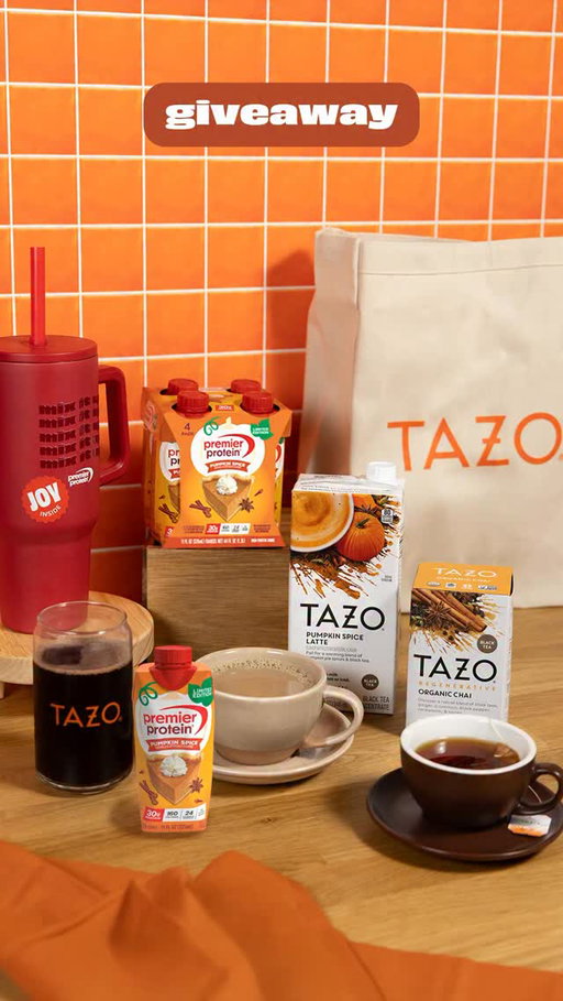 ✨GIVEAWAY CLOSED✨

🍂 FALL GIVEAWAY ALERT 🍂
@premierprotein teamed up with @TAZO for the ultimate cozy season collab! We’re giving you a chance to WIN some pumpkin-perfect goodies featuring our delicious fall products. ✨🍁
 
If you love Pumpkin Spice more than anything — this one’s for you. 💛 
 
How to enter:
Follow @premierprotein & @tazo
Tag a friend who loves Pumpkin Spice in the comments 🎃
 
BY ENTERING YOU AGREE PREMIER PROTEIN CAN SHARE YOUR ENTRY ACROSS THEIR SOCIAL PLATFORMS. All entrants must be following @premierprotein and @tazo on Instagram in addition to commenting on this post and tagging another account. 5 (five) Instagram comment entries will be chosen at random. Giveaway ends at 11:59PM EST 9/28/25. Each giveaway winner will receive one 12-Pack of Pumpkin Spice Shakes, 2 Boxes of Tazo Pumpkin Latte Concentrate, 2 Boxes of Chai Tea Bags, Premier Tumbler, Premier stickers, Tazo glassware, and a Tazo Tote bag. We will never ask for information like credit card numbers, and will only message you if you win via this verified Premier Protein page. Per Instagram rules, this promotion is no way sponsored, administered or associated with Instagram. By entering, entrants confirm that they are at least 18 years of age, U.S. residents, release Instagram of your responsibility and agree to Meta’s terms of use. Entry and participation void where prohibited.
 
#PremierProtein #TAZO #FallVibes #PumpkinSeason #Giveaway