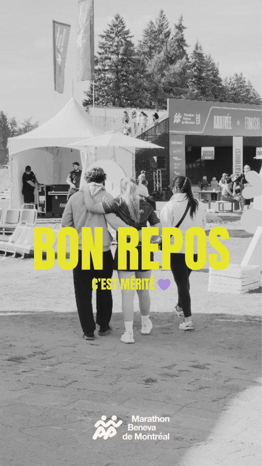 Bon repos. La récupération, c’est autant physique que mental; prenez bien soin de vous, de vos jambes et de votre tête. 💜