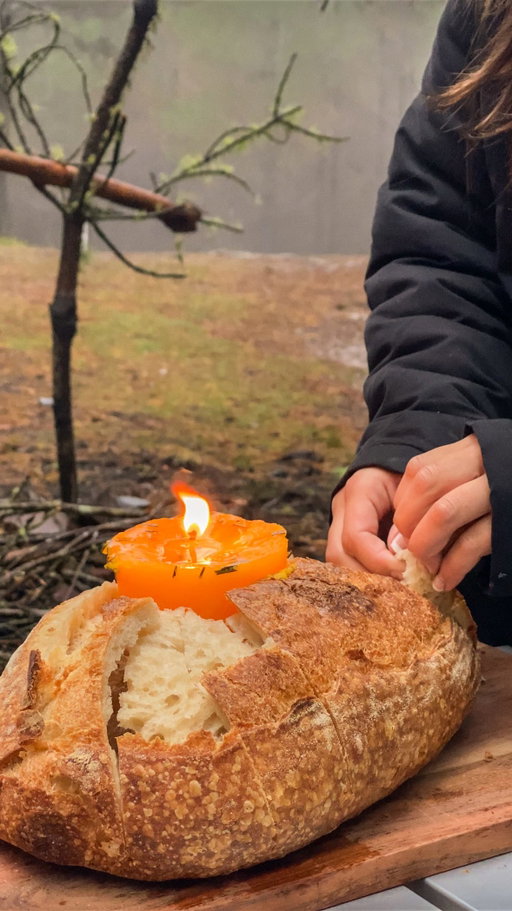 The simple butter candle that has been a huge hit every time I make it 🧈🕯️ 

Adding the garlic just took it to a whole other level though. Definitely try it with rosemary and garlic if you plan on making this! So incredibly delicious and a real hit when entertaining at home or even while outdoors.

I make this all the time when we go camping. I just place it in the freezer overnight and then in a cooler bag surrounded with ice. It literally stays solid, even when we leave it out overnight in the bread, by morning it’s still there and tasting delicious once we heat it up on the fire.

HOW TO MAKE IT:
Block of butter, a paper cup, beeswax coated wick (which is food-safe), rosemary and garlic.

I’ve recently learned to place 3-4 wicks in my cup, but that’s probably because we are eating it in the forest and it’s open to the elements. Stir the rosemary leaves and crushed garlic into the melted butter. Then place the wick(s) in the centre of the cup and pour in the melted butter; I used kebab sticks to tie the top of the wicks to. Freeze for at least an hour. 

Cut a hole into a cob bread that’s the same size as the cup you used, then remove the frozen butter candle from its paper cup and place into the hole in the bread. 

Cut the wick to size & light it up 🙌🏽

#camping #camplife #buttercandle #easydiy #campnsw #easyfood
