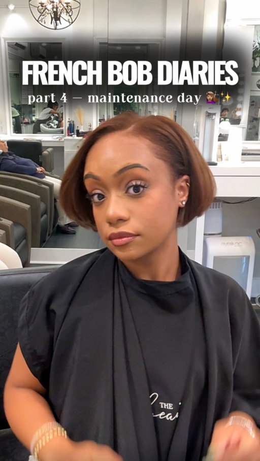 it’s maintenance day! full color, cut & blow dry done at @beautyroomny — thank you @mickyygordon for the audio 🙂‍↕️💕 

#frenchbob #hairtransformation #blackgirlhair