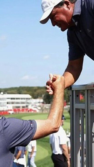 We invited our friend Coach O to Bethpage to pump up Captain @keeganbradley1 and Team USA… Geaux USA 🇺🇸 #rydercup #rhoback #craveactivity