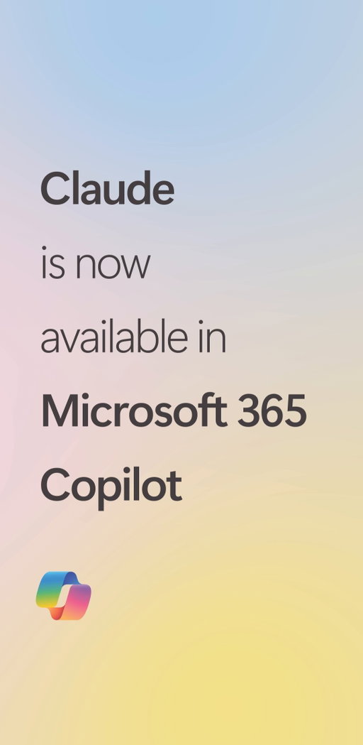 We’re going multi-model. Beginning today, you can access Claude models from Anthropic, in addition to the latest models from OpenAI, in Microsoft 365 Copilot. 
Try them out starting in Researcher & Copilot Studio. Link in bio.