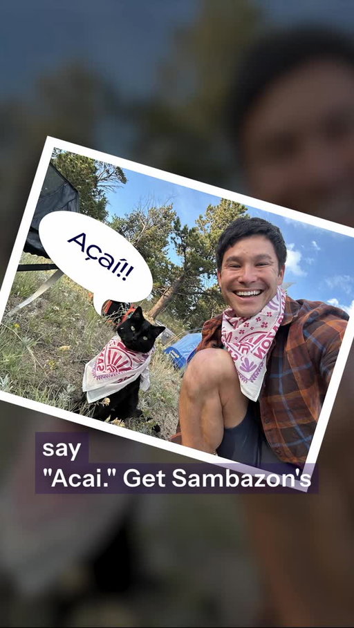 So today upon returning from my last trip to Norway, Simon and I took a cat-dad/cat-son camp-out to reconnect 🐾⛺️.

And we brought a little special snack with us on this outing — the NEW @SAMBAZON Fruit & Granola Topped Açaí & Smoothie Bowls 🙌.

We’re talking zero prep, max flavor — which is great for camping!

Here’s how it went down:
    •    Step 1: Open the freezer → grab a couple bowls (Simon supervises 🐱)
    •    Step 2: Toss them in the cooler with ice → instant camp snack storage 🧊
    •    Step 3: Set up camp → argue with Simon about who actually helped 🏕
    •    Step 4: Crack open the bowl, add the crunchy toppings, give it a stir
    •    Step 5: Sit back, soak in the views, and enjoy fruity goodness 😋

💜 What’s actually inside?
    •    Açaí berry blend (no sugar added 👏)
    •    Crunchy granola topping
    •    Juicy strawberries, blueberries, or mango (depending on flavor 🫐🥭)
    •    100% organic, vegan, & gluten-free 🌱

The verdict:
✅ Breakfast fuel
✅ Midday snack
✅ “Treat yourself” moment at camp
✅ A guaranteed way to make your cat jealous 😂

🎯 You can grab these bowls NOW at your local Target
#Sambazon #FuelYourAdventure

Video by @lyndonthearchitect and @stiebeling.media
