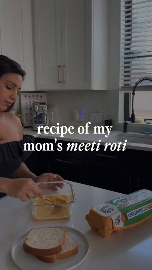 Pregnancy cravings? For me, they always circle back to childhood comfort foods. 💛 At the very top of my list: my mom’s meeti roti — recipe passed down from my grandmother that now lives on in my kitchen.

I love that my little one gets to be part of this tradition too, starting with a deep orange yolk from @happyegg mixed with milk, cinnamon, and vanilla. One egg, one bread, one memory that’s shared across four generations. 🥚✨
#ad #HappyEgg