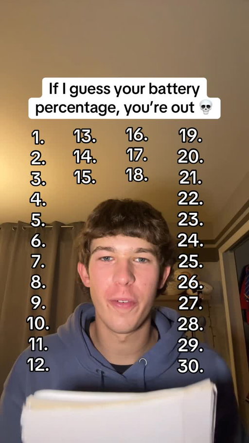 Comment if you won or not😎 if I guess your battery percentage you’re out #funny #quiz #zachlath #reels #fyp #viral