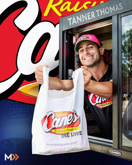 From ballfields to the birthplace of Cane’s 🍗🔥

Pumped to announce that @tannerthomas_ linked up with @raisingcanes at their very first location in Baton Rouge. An epic partnership at the spot where it all started. 🐓 

Kudos to our teammate, @therealbianca8 for putting it all together!