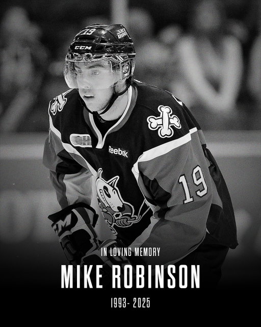 The Niagara IceDogs and greater hockey community are mourning the tragic loss of IceDogs Alumnus, Mike Robinson. 

In a statement, Owner Darren DeDobbelaer expressed his condolences, saying, "We are heartbroken for Mike and his family. This is a senseless act of violence that none of us will ever understand. From Michele, me, and the Niagara IceDogs family, our hearts go out to the friends and family of Mike. Once an IceDog, always an IceDog."

A GoFundMe has been set up in support of Mike's young family.