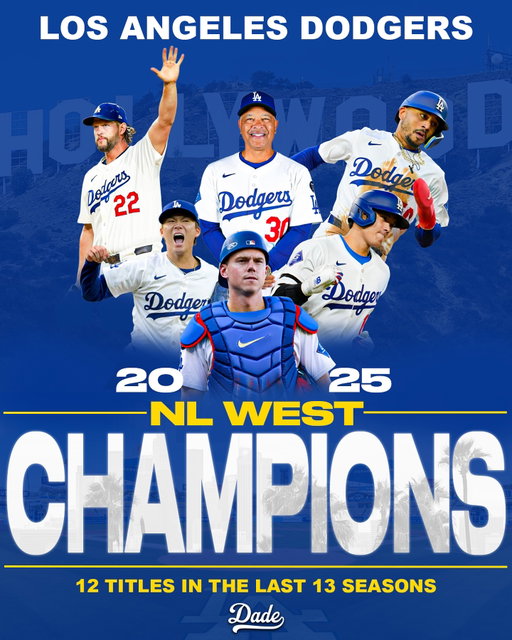 YOUR LOS ANGELES DODGERS HAVE CLAIMED THE NL WEST DIVISION CROWN 🏆

Follow @dodgersalldayeveryday for more Dodgers content 💙🤍