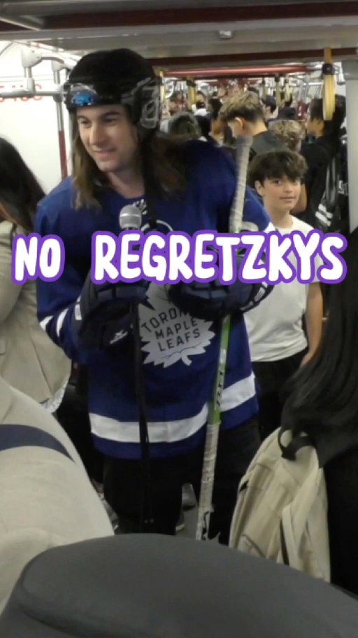 A hockey player does stand up on the subway in Toronto. #mapleleafs #hockey #comedian