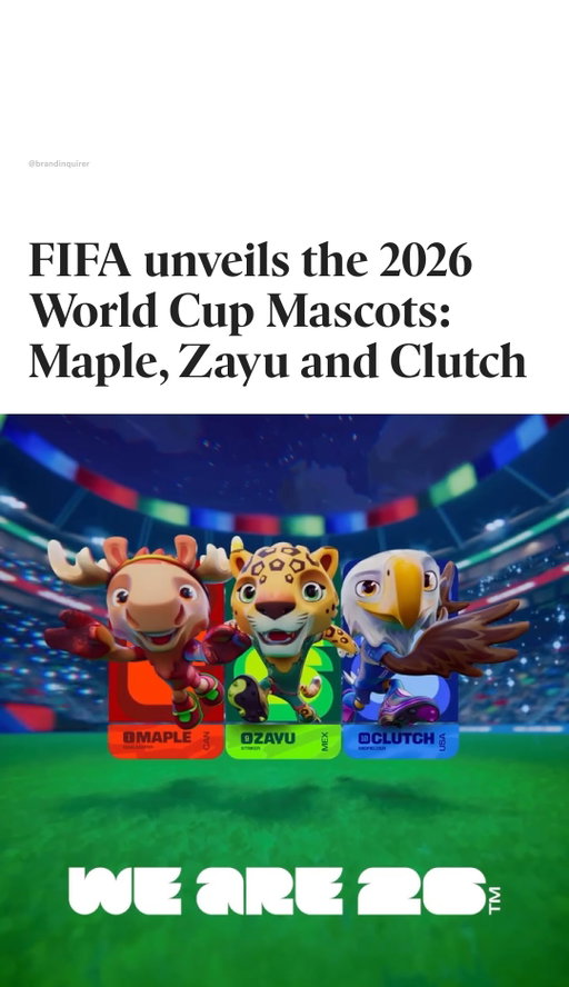 Are you team Moose, Jaguar or Eagle?

@fifaworldcup  has unveiled the official mascots of the 2026 world cup! 🇨🇦 Maple the Moose, 🇲🇽 Zayu the Jaguar, and 🇺🇸 Clutch the Bald Eagle.

 Each mascot represents an iconic animal from its country and has been thoughtfully designed to reflect the vibrant culture, heritage, and spirit of Canada, Mexico, and the United States.

🇨🇦 Maple the Moose – The moose is one of Canada’s most recognizable animals, and the name “Maple” ties directly to the maple leaf, a core national symbol.

🇲🇽 Zayu the Jaguar – Jaguars are native to Mexico and hold deep cultural significance in ancient Aztec and Mayan civilizations.

🇺🇸 Clutch the Bald Eagle – The bald eagle is the national bird of the United States and a powerful symbol of freedom and pride.

For the first time ever, Maple, Zayu, and Clutch will also be playable in the brand-new football video game @FIFA Heroes, launching next year and developed by @enverstudio

#FootballUnitesTheWorld #fifa #FIFAWorldCup #branding #brandidentity #logodesign #graphicdesign #creativedirection #brandstrategy #branddesign #designinspiration #brandinspo #graphicdesigner #football #mascot #characterdesign #illustration